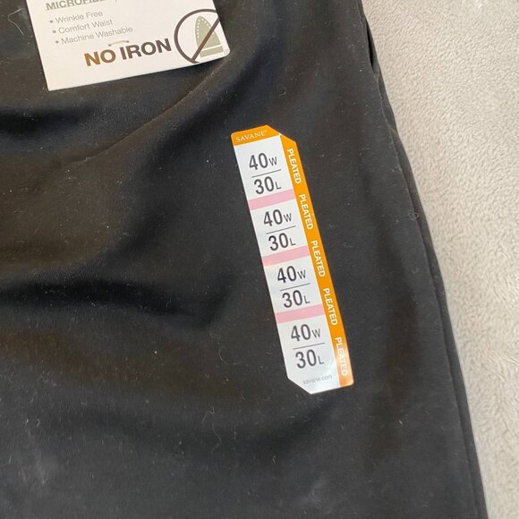 NWT Savane Men Dress Pants Black 40x30 Straight No Iron Business Pleated Black - Picture 7 of 10